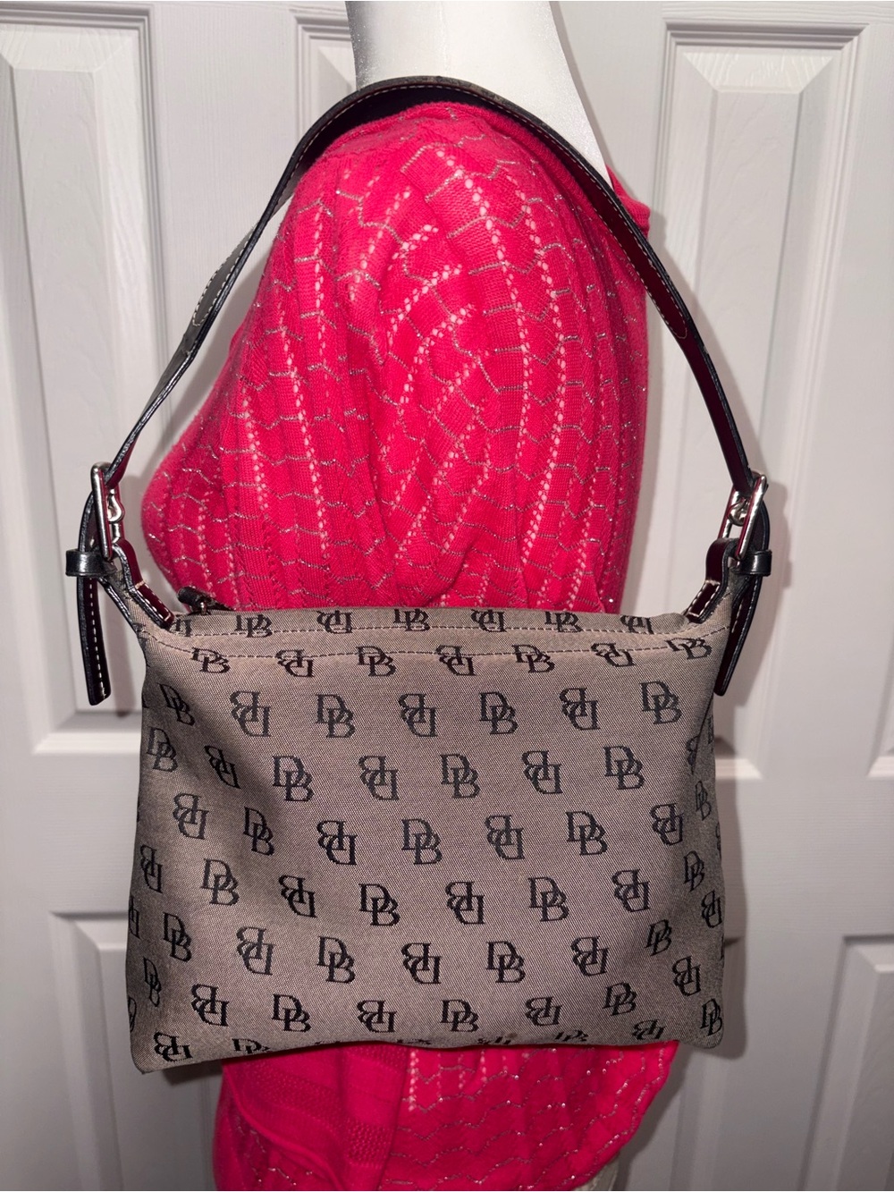 Dooney & Bourke Brown and Black DB Logo Shoulder Bag